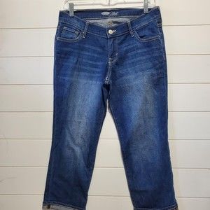 Old Navy the Flirt womens size 2 regular denim capri jeans mid rise rolled hem